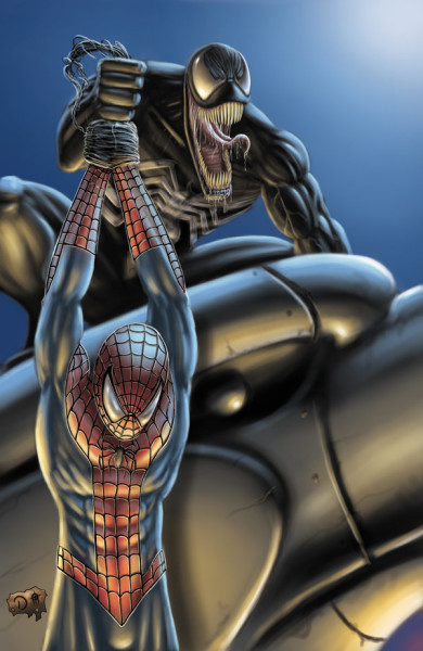 spiderman_vs_venom_by_david_ocampo-d30navk